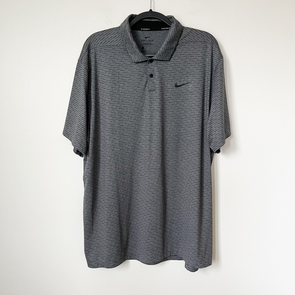 Men's Golf Dri-FIT Vapor Stripe Polo Dark Smoke Grey Mens XL